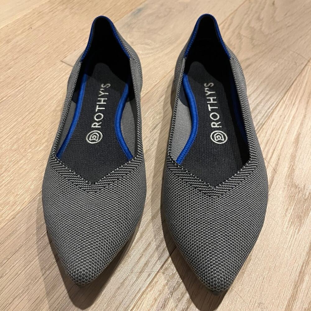Rothy's Women's Gray Knit Pointed Toe Flats